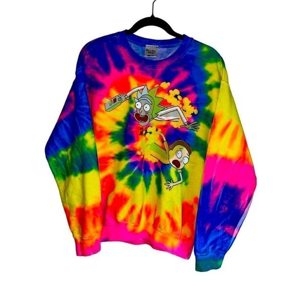 Rick & Morty Tie Dyed Sweat Shirt - Picture 1 of 12